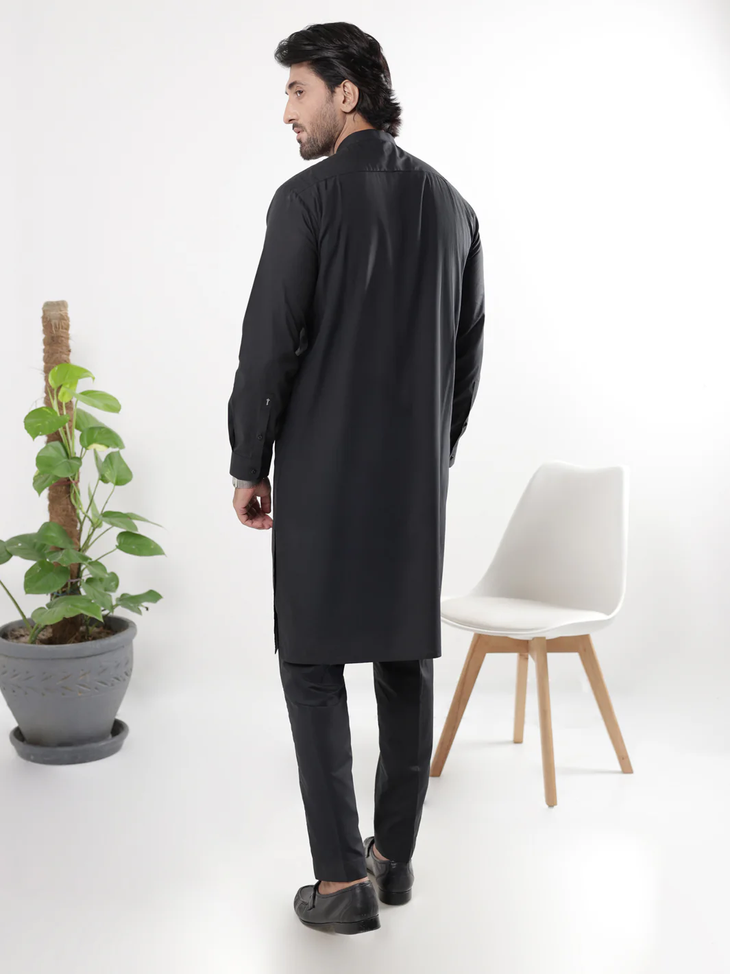 Black Cotton Kurta Trousers - AL-KT-3221 - Image 3