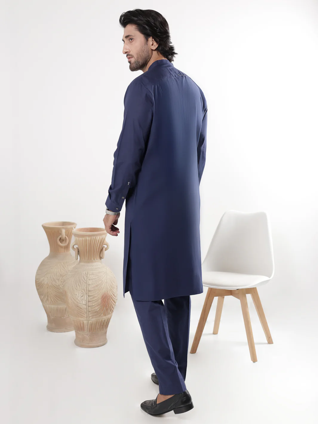 Navy Blue Cotton Kurta Trousers - AL-KT-3222 - Image 3
