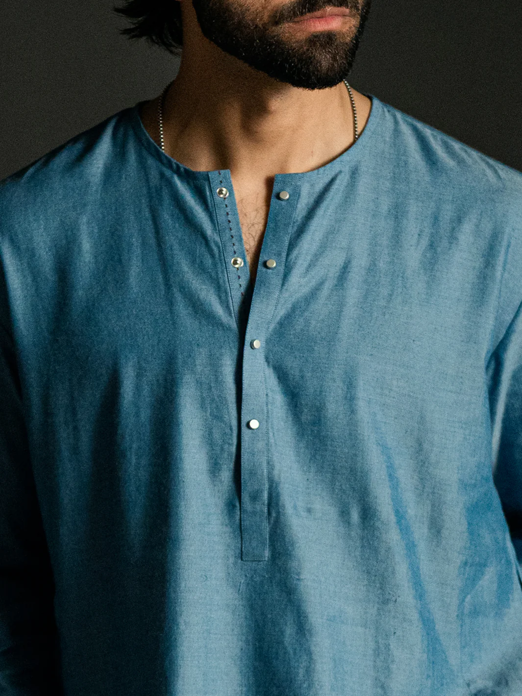 Light Blue Denim Kurta Trousers - AL-KT-3261 - Image 7