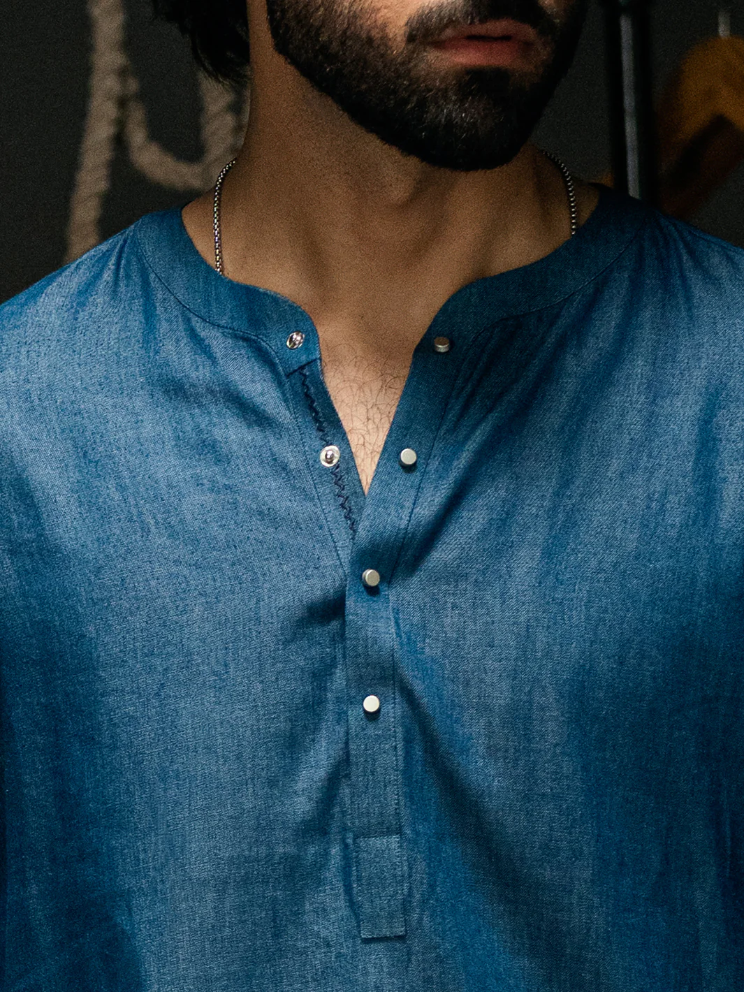 Blue Denim Kurta Trousers - AL-KT-3262 - Image 5