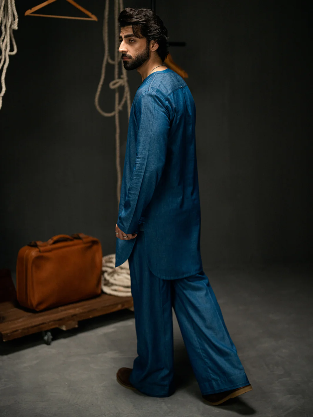 Blue Denim Kurta Trousers - AL-KT-3262 - Image 6