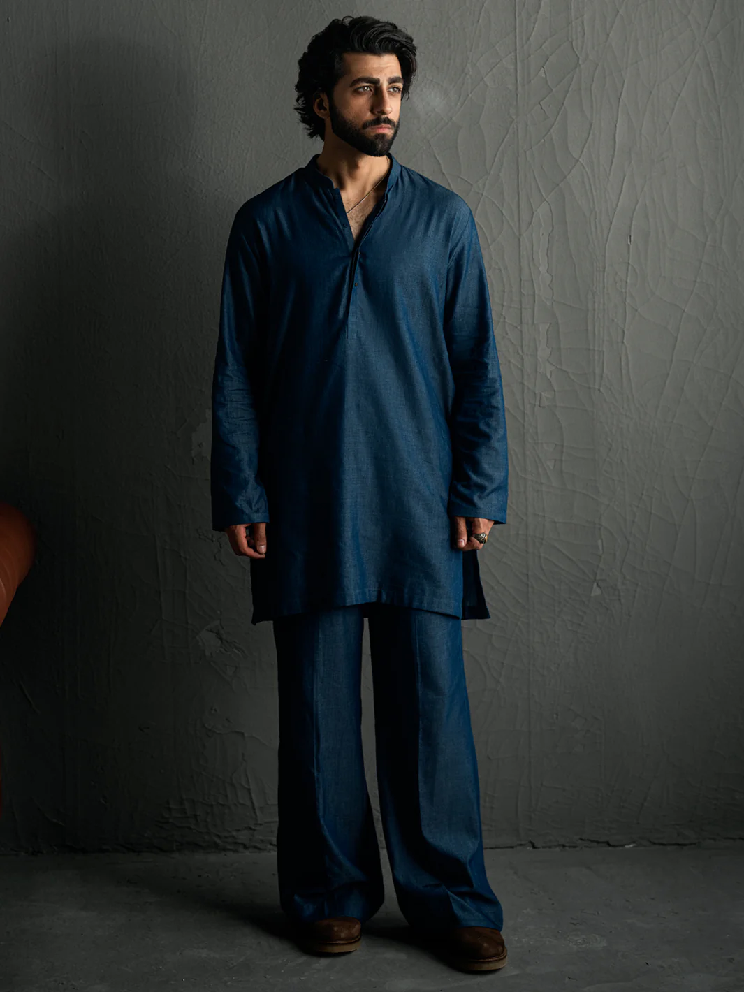 Blue Denim Kurta Trousers - AL-KT-3263 - Image 2