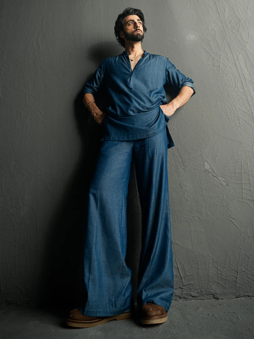 Blue Denim Kurta Trousers - AL-KT-3263 - Image 5