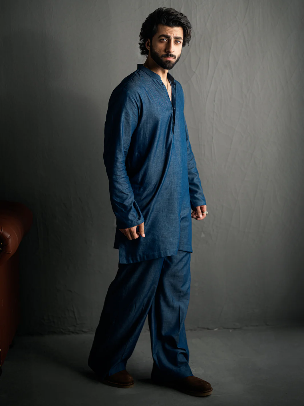 Blue Denim Kurta Trousers - AL-KT-3263 - Image 6