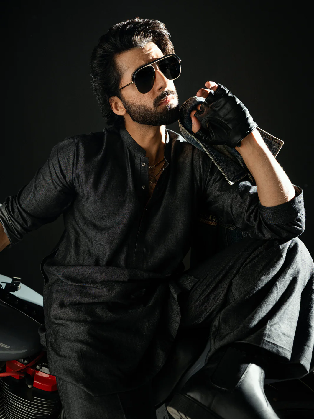 Charcoal Denim Kurta Trousers - AL-KT-3264 - Image 3