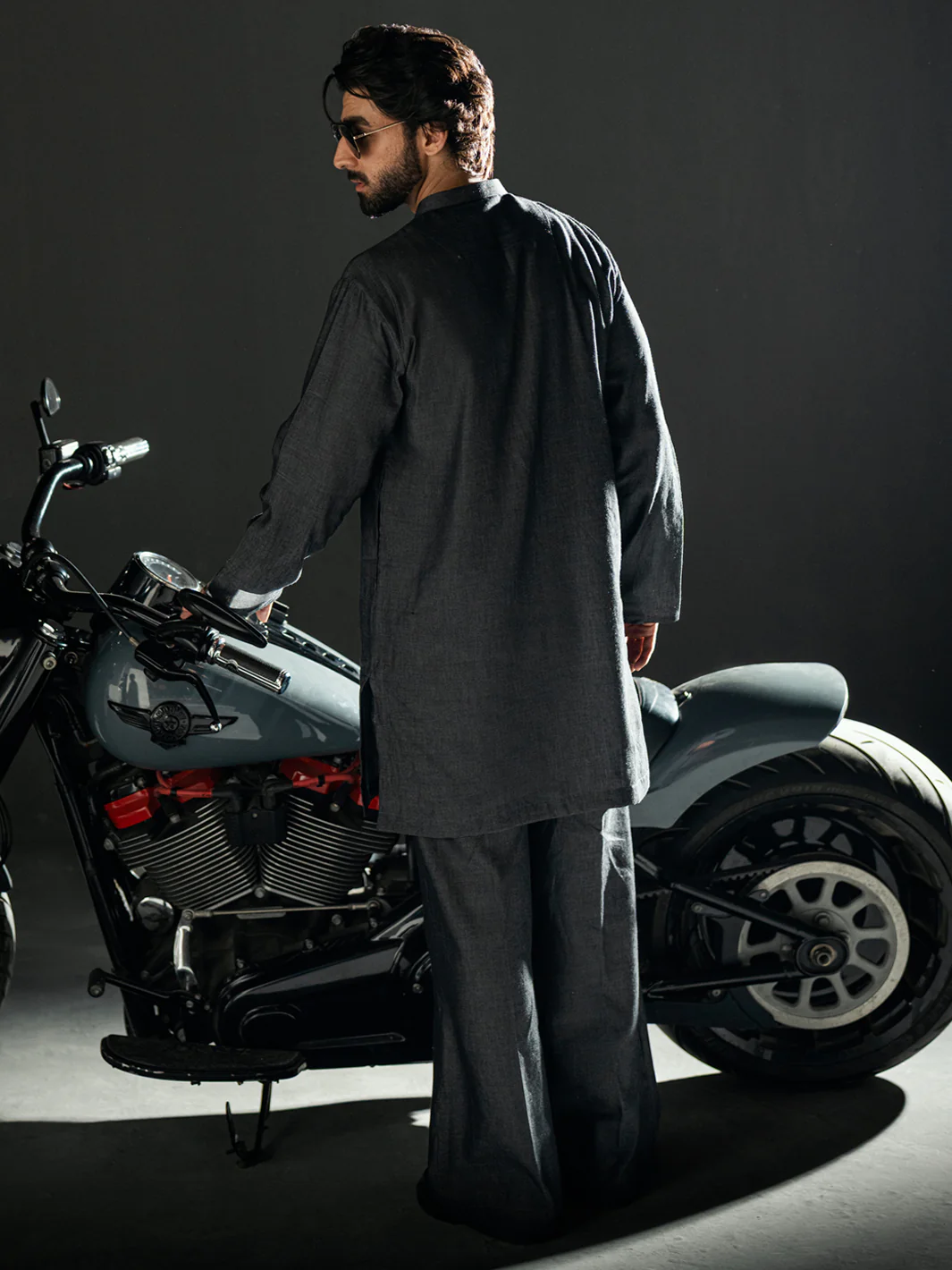 Charcoal Denim Kurta Trousers - AL-KT-3264 - Image 7