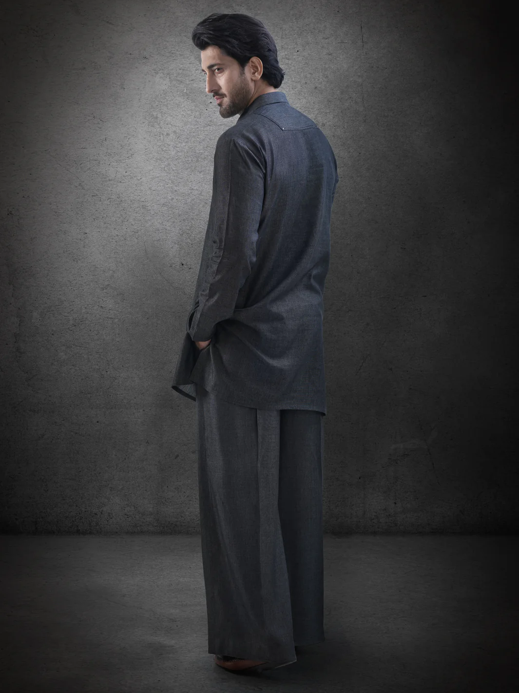 Charcoal Denim Kurta Trousers - AL-KT-3283 - Image 4
