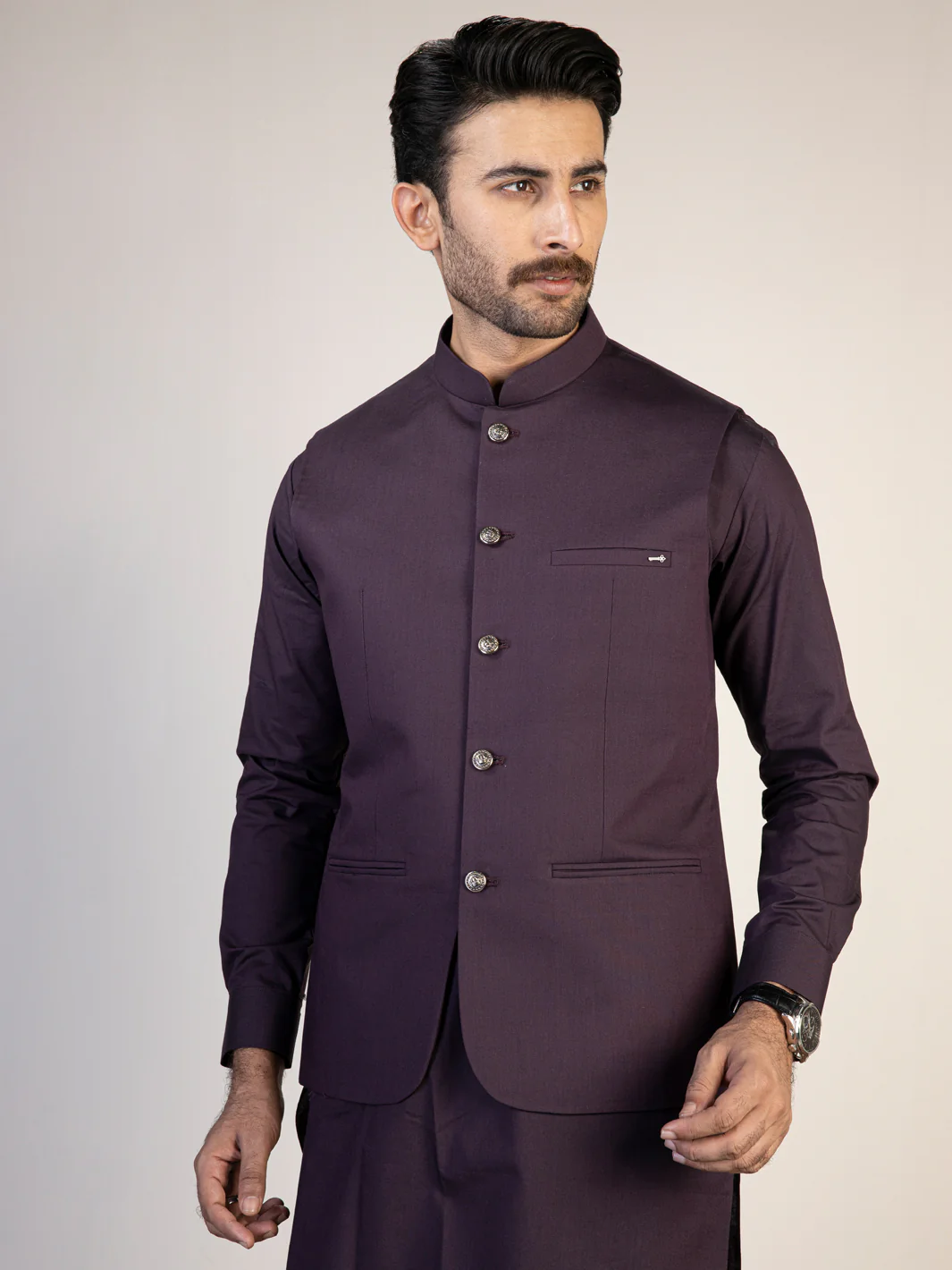 Purple Blended Waistcoat & Kurta Trouser - AL-KWT-005 - Image 2