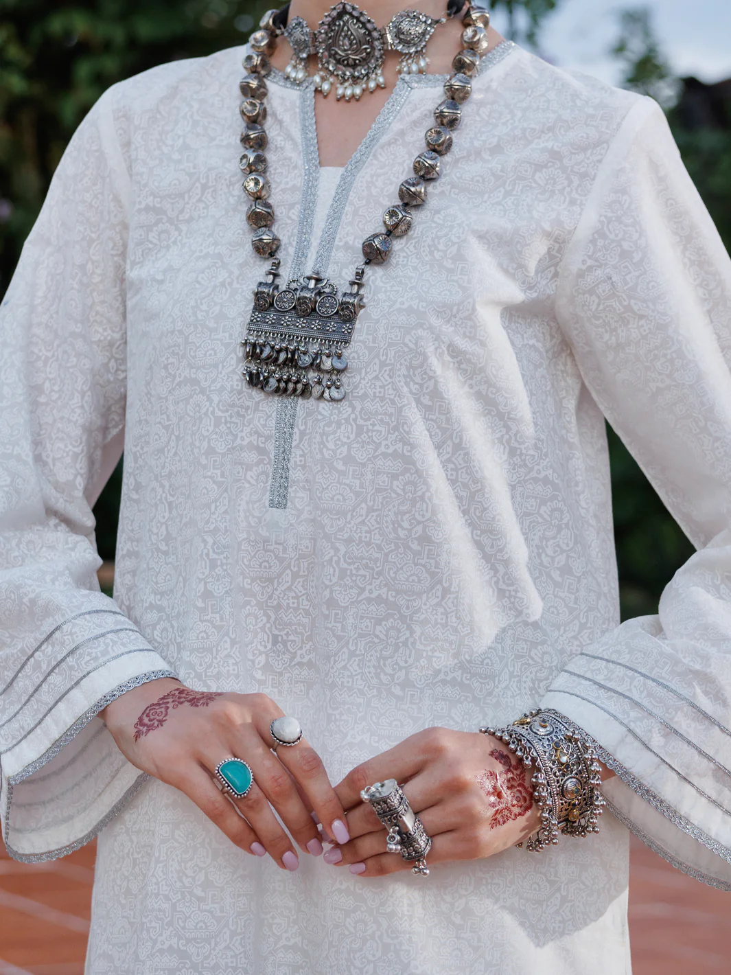 White Lawn Kurti - AL-LK-1030 - Image 4