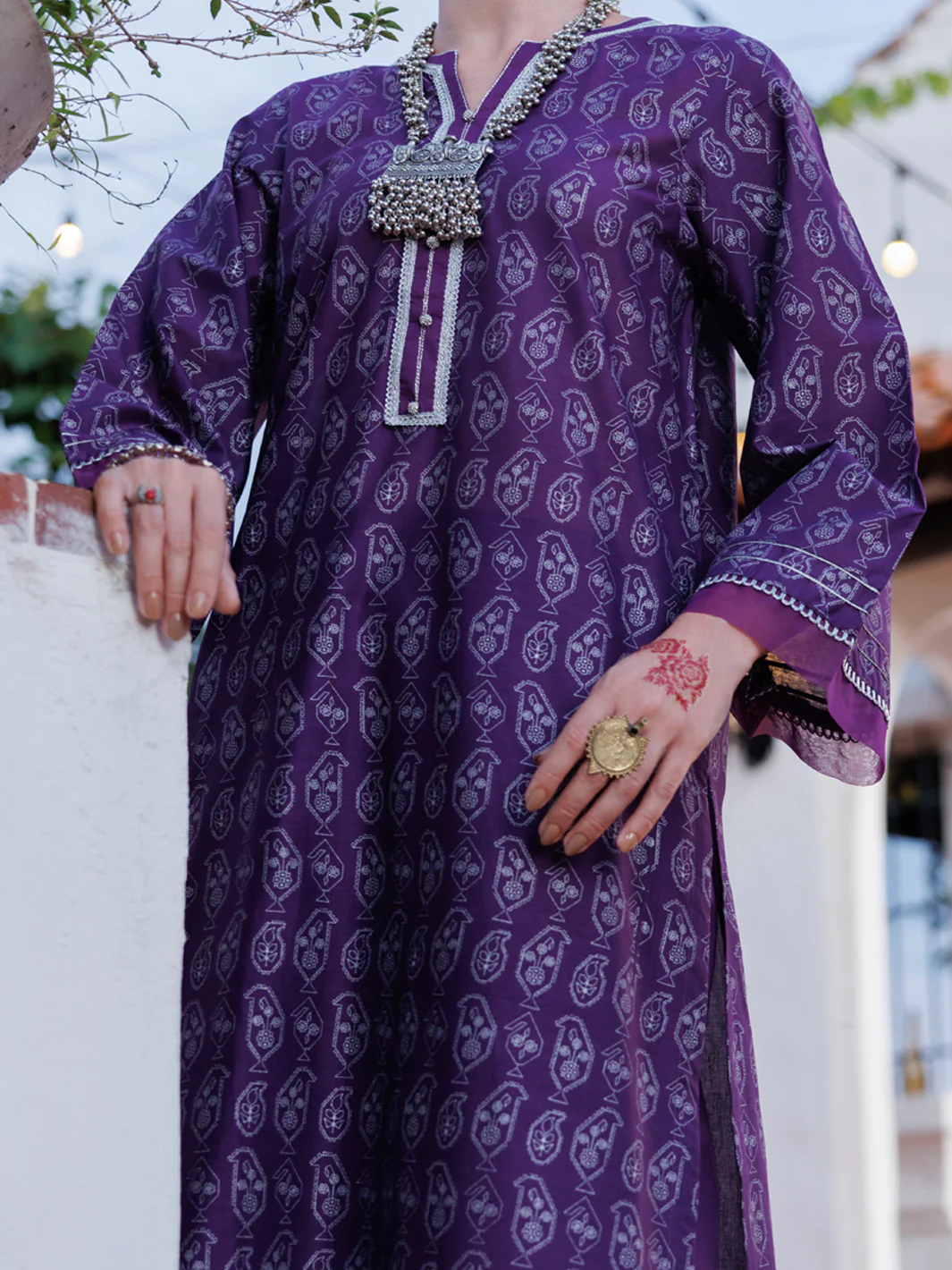 Purple Lawn Tunic - AL-LK-1032 - Image 3
