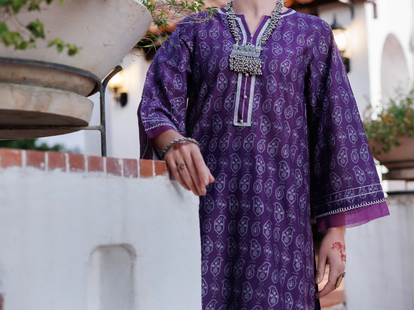 Purple Lawn Tunic - AL-LK-1032 - Image 4