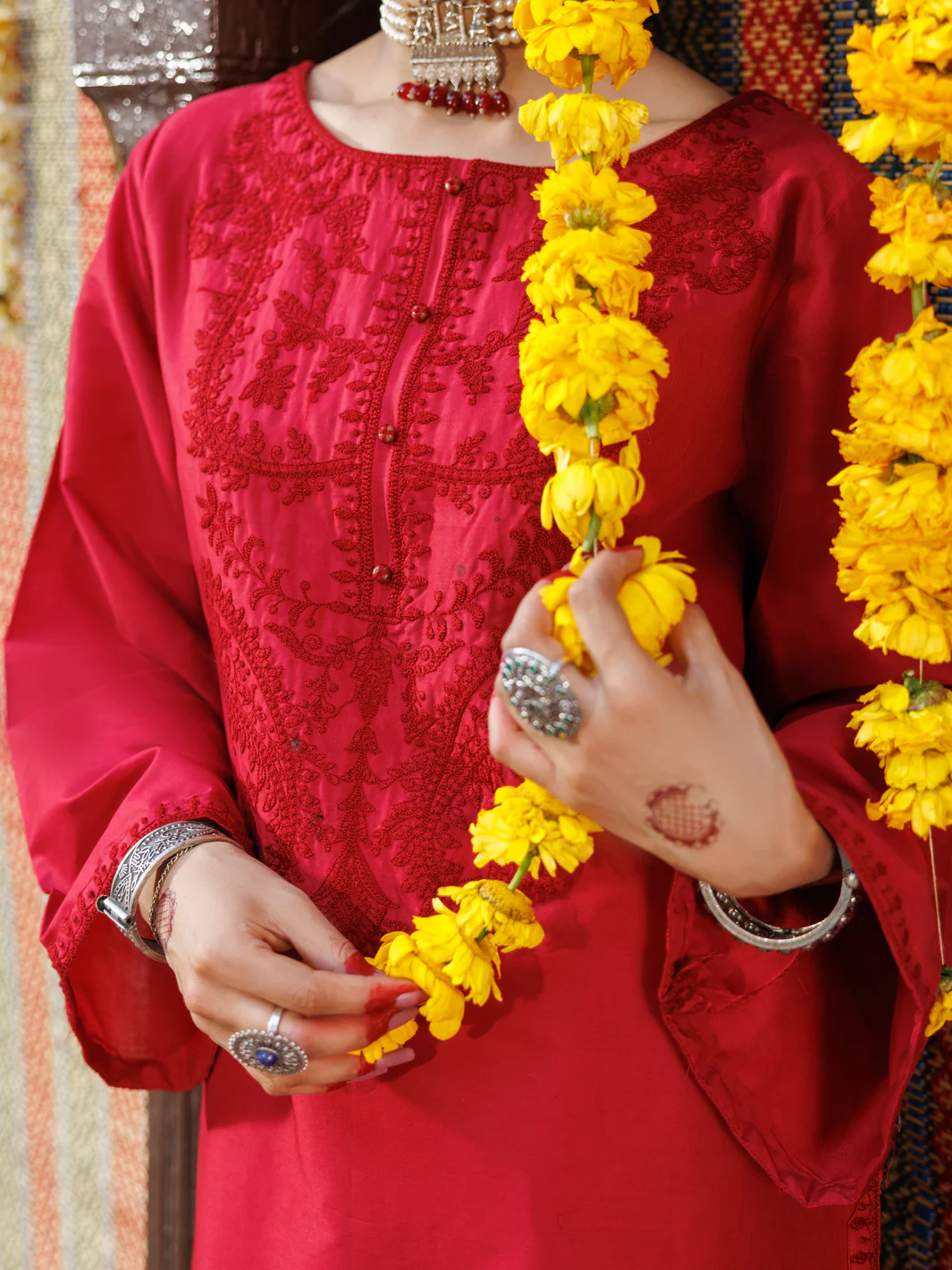 Red Cambric Kurti - AL-LK-1065 - Image 2