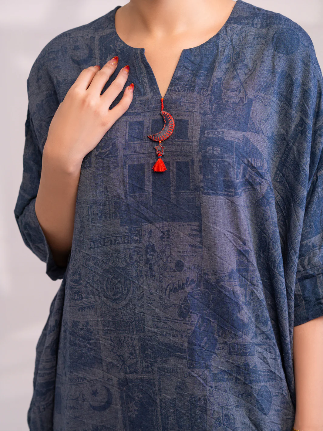 Blue Denim Kurti - AL-LK-1077 - Image 5