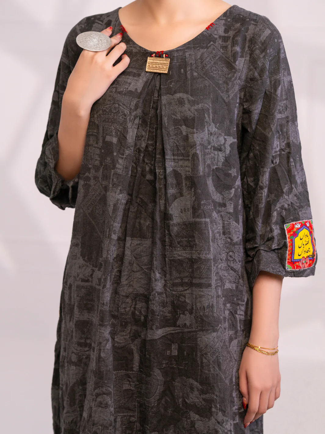 Charcoal Denim Kurti - AL-LK-1078 - Image 3