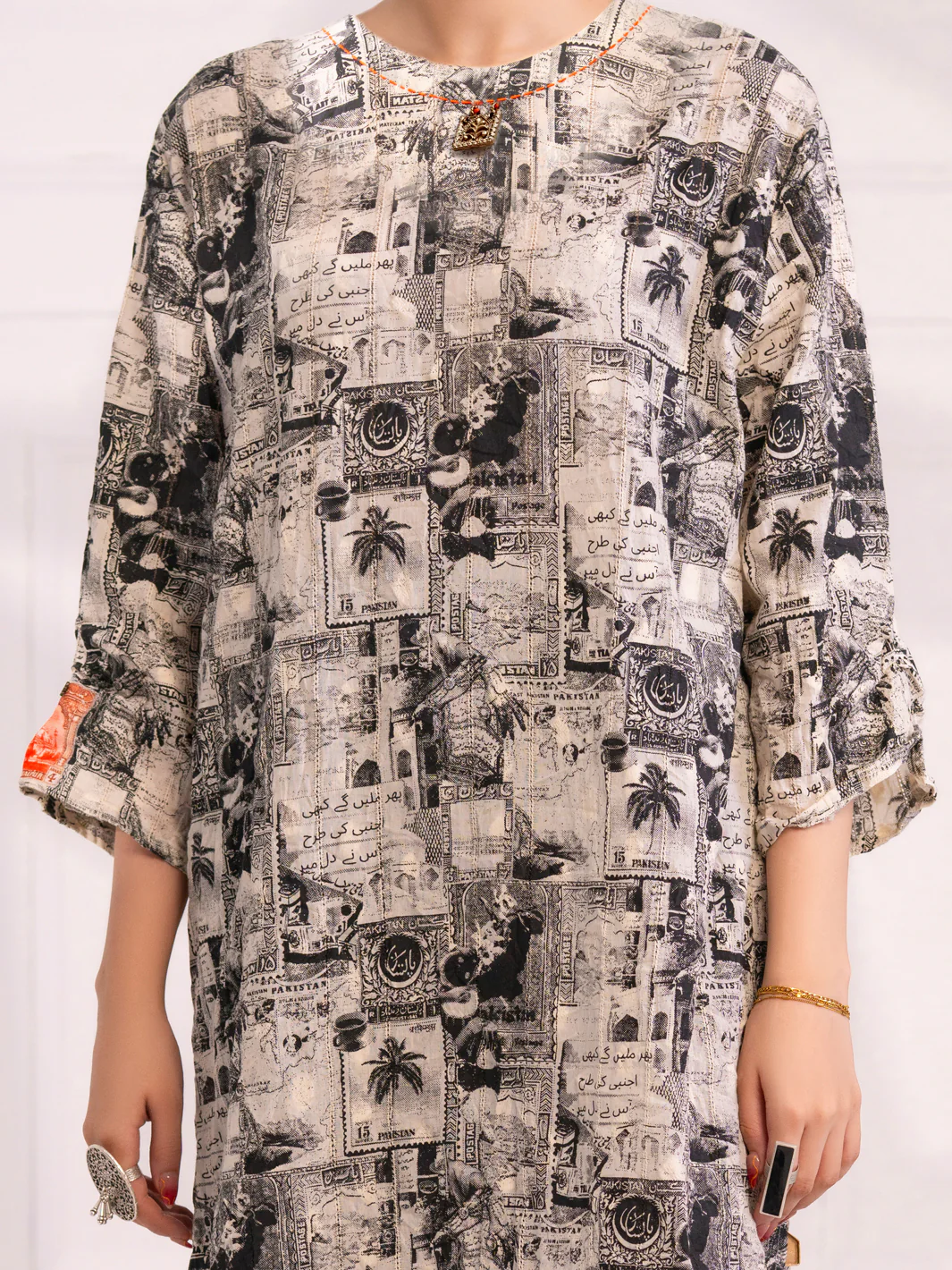 Black & White Dobby Kurti - AL-LK-1079 - Image 4