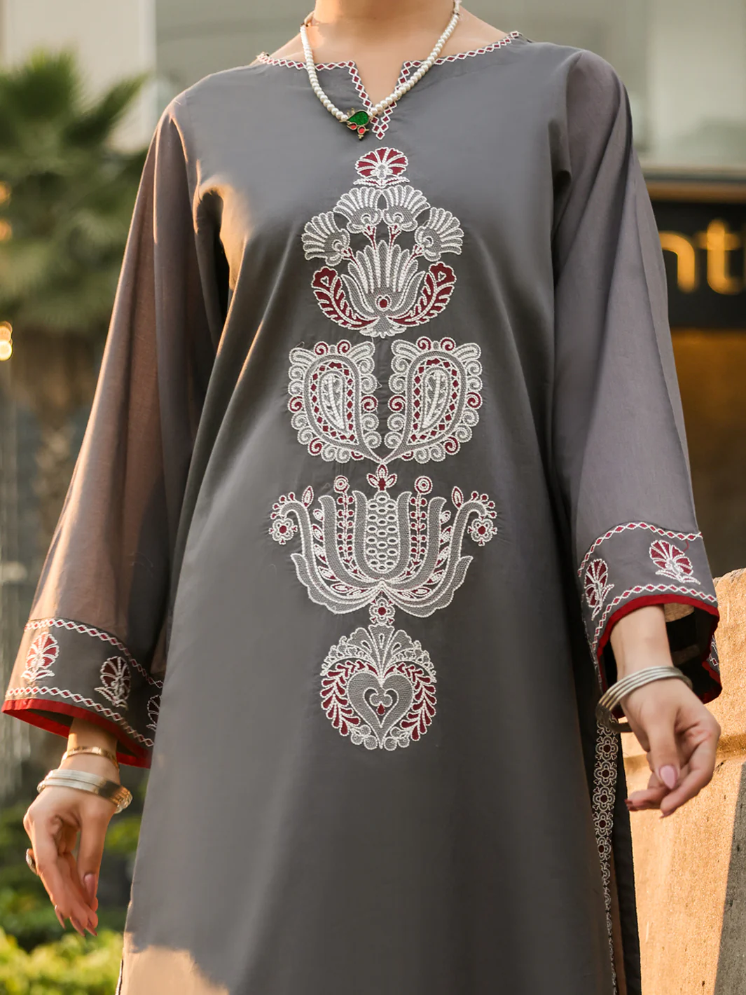 Grey Lawn Kurti - AL-LK-1158 - Image 4