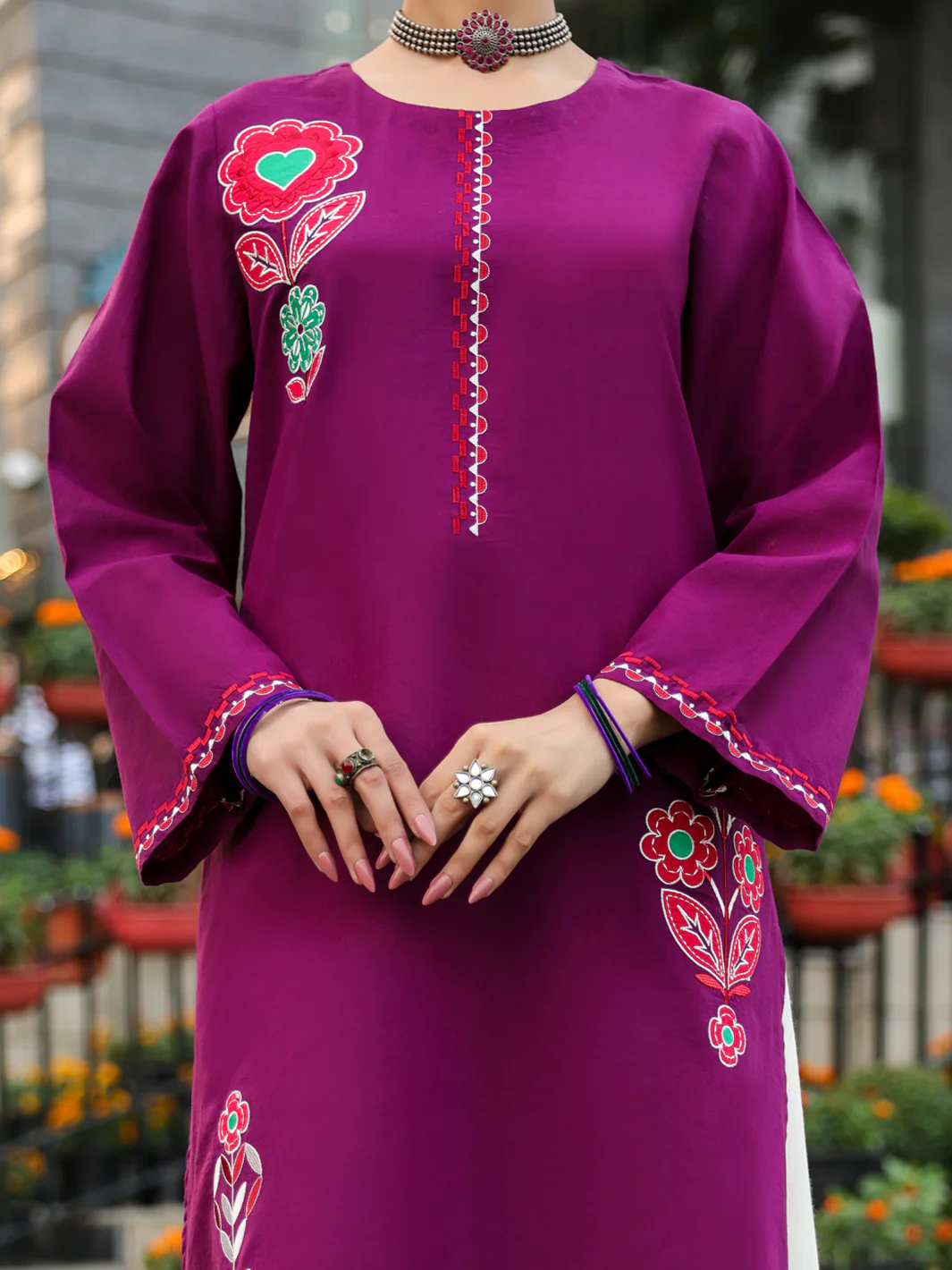 Purple Lawn Kurti - AL-LK-1166 - Image 3