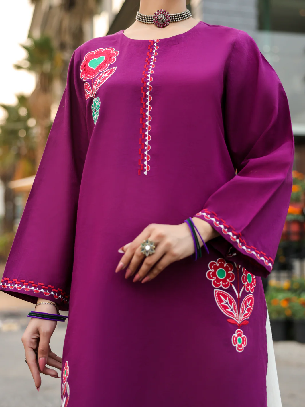 Purple Lawn Kurti - AL-LK-1166 - Image 4