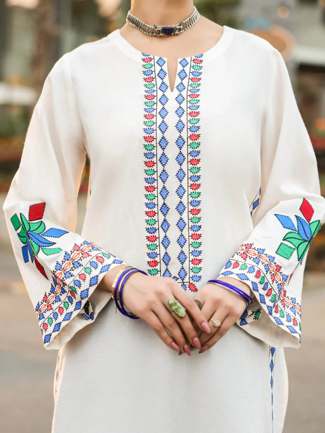 White Lawn Kurti - AL-LK-1168 - Image 3