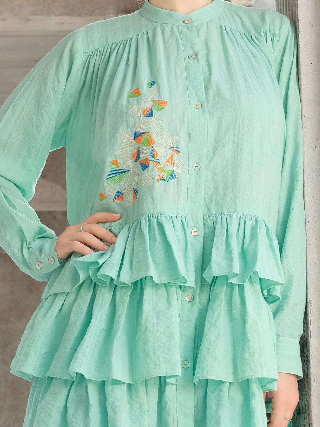 Sea Blue Cotton/Dobby Net Tunic - AL-LK-721 - Image 2