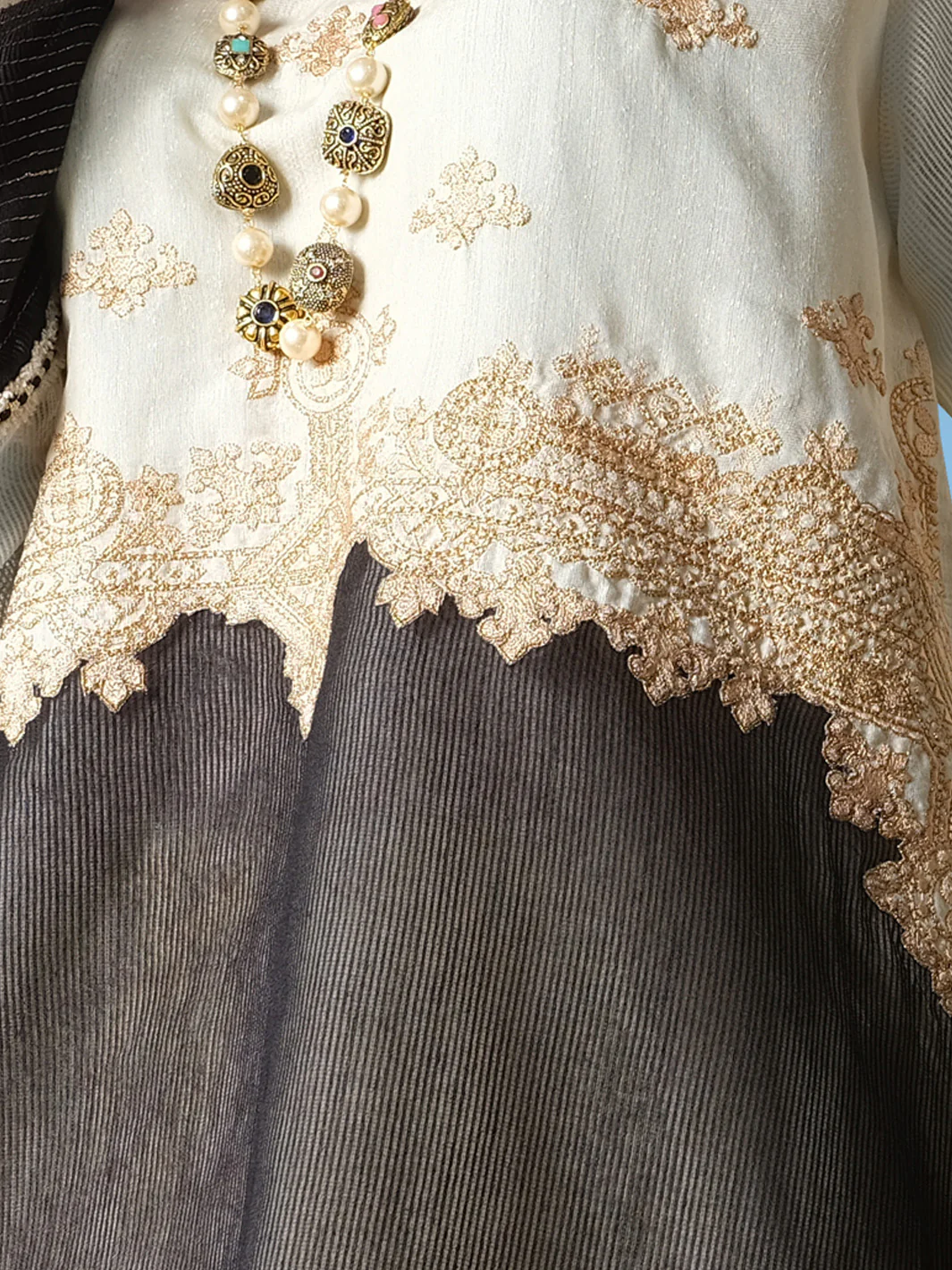 Cream Cotton Net Tunic - AL-LK-731 - Image 3