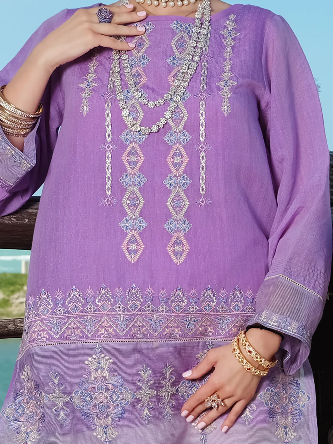 Purple Cotton Tunic - AL-LK-732 - Image 2