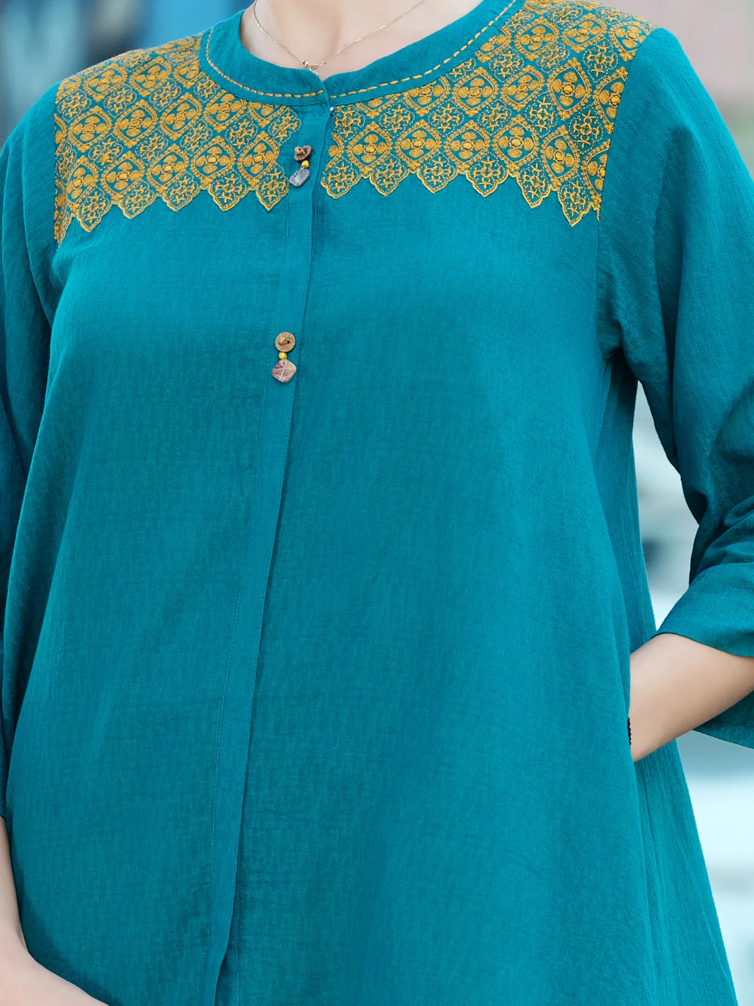 Ferozi Jacquard Tunic - AL-LK-748 - Image 2
