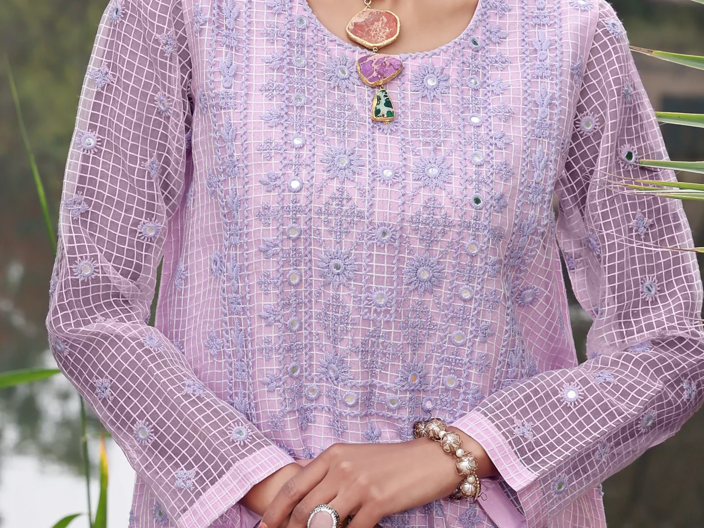 Purple Khaddi Net Tunic - AL-LK-783 - Image 3