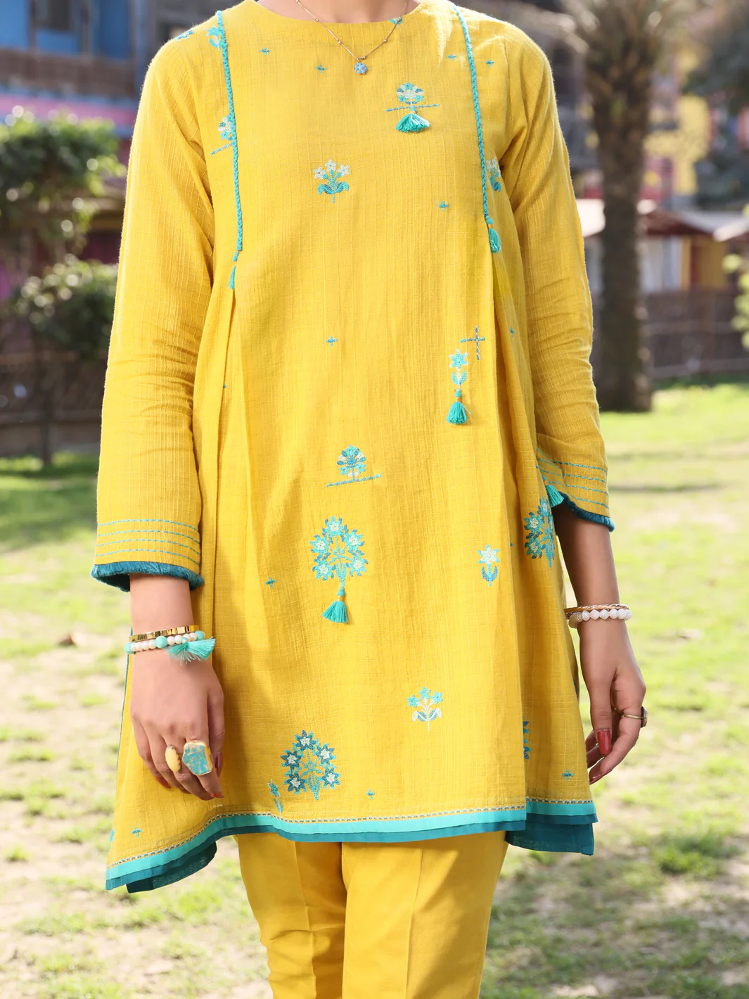 Mustard Dobby Cotton Tunic - AL-LK-790A - Image 3