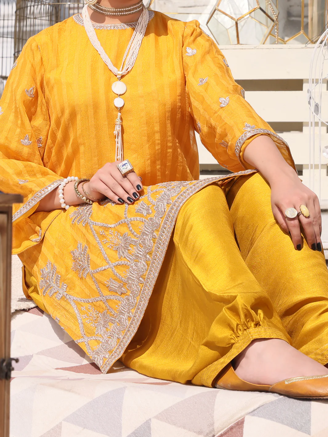Yellow Silk Tunic - AL-LK-797 - Image 2