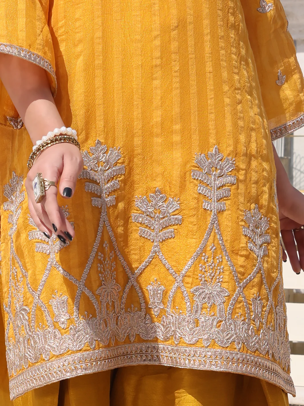 Yellow Silk Tunic - AL-LK-797 - Image 3