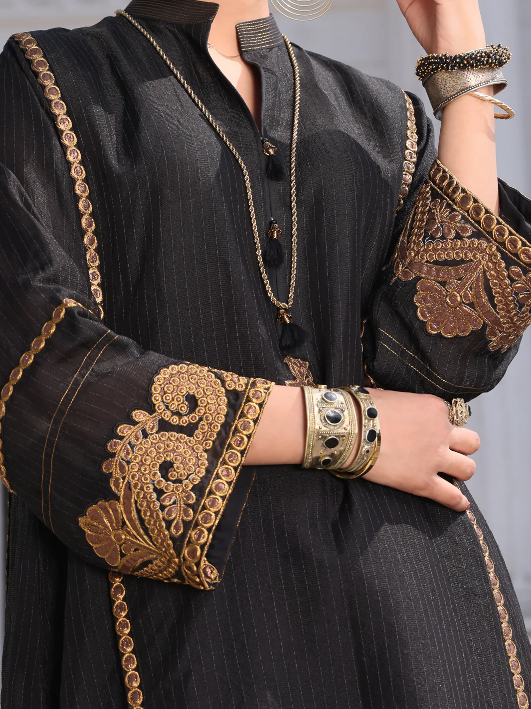 Black Silk Tunic - AL-LK-800 - Image 2
