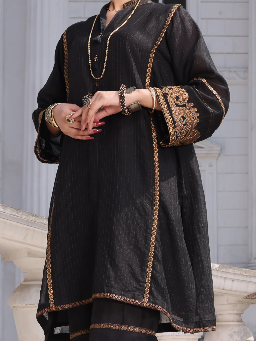 Black Silk Tunic - AL-LK-800 - Image 3