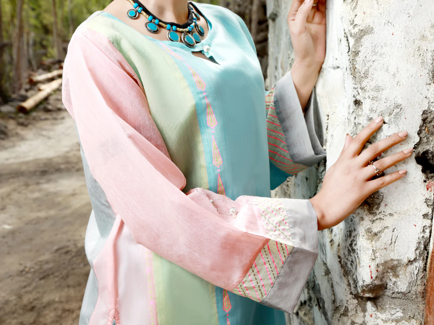 Grey Paper Cotton Tunic - AL-LK-829 - Image 3