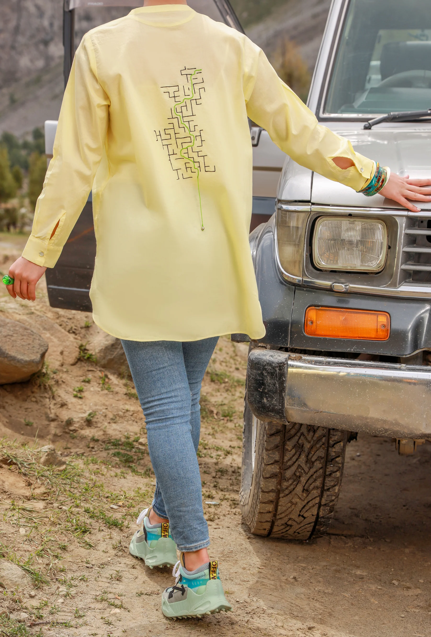 Lime Yellow Cambric Tunic -AL-LK-850 - Image 2