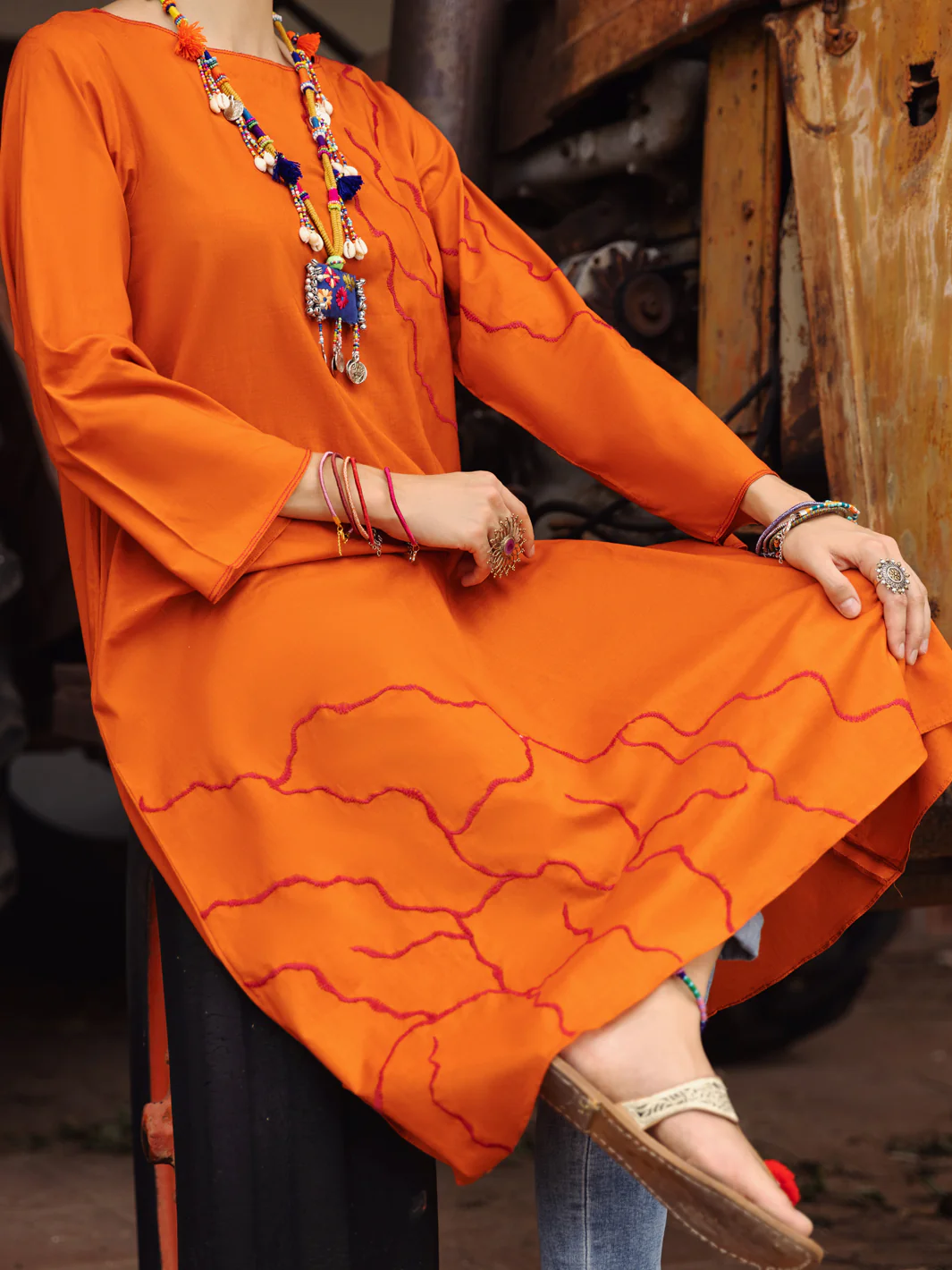 Orange Kurti - AL-LK-872 - Image 3