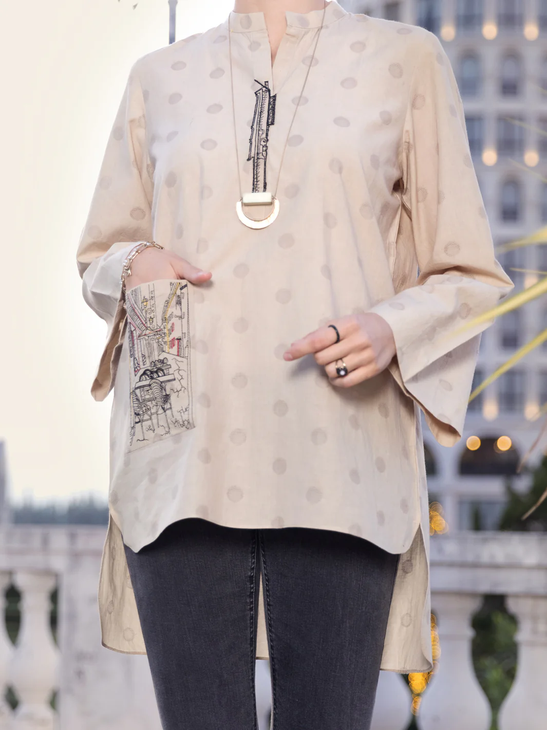 Beige Kurti - AL-LK-899 - Image 3