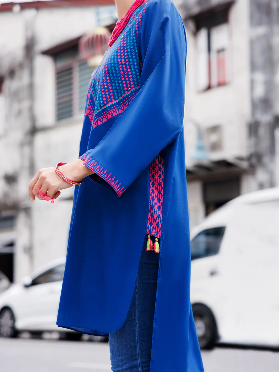 Blue Dyed Lawn Tunic - AL-LK-954 - Image 4