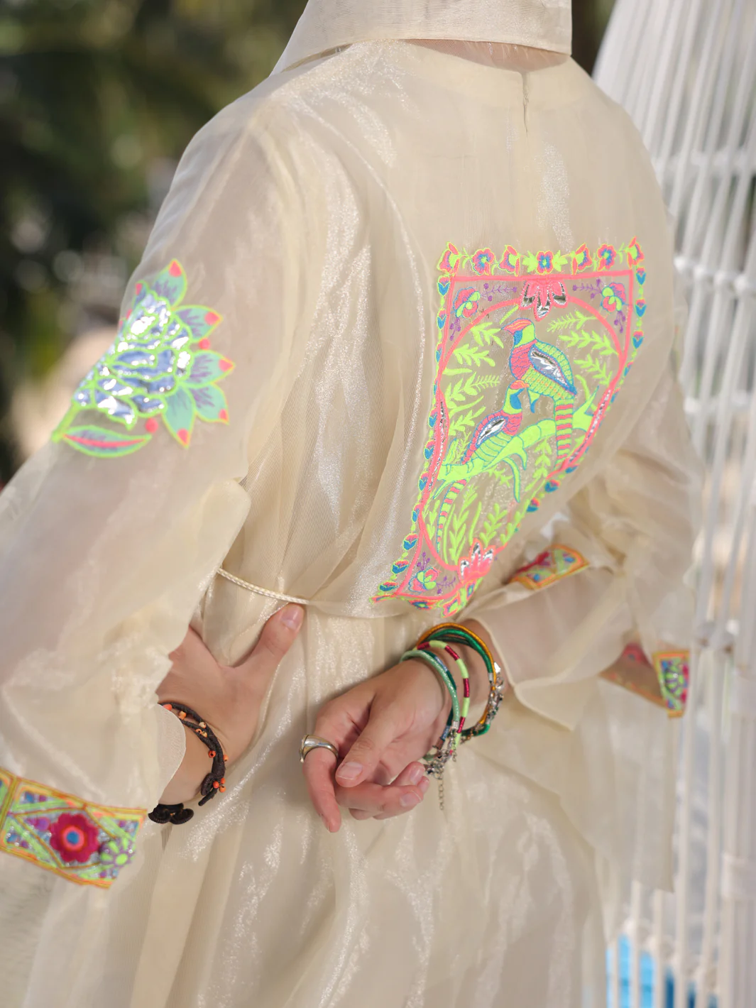 Off White Shimmer Net Tunic - AL-LK-961 - Image 2