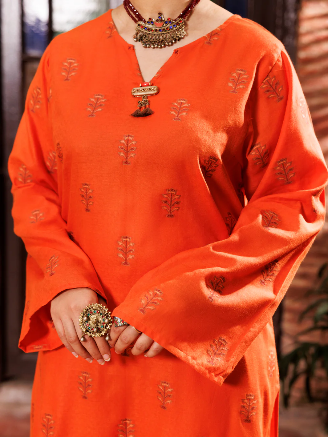 Orange Yarn Dyed Tunic - AL-LK-974 - Image 4