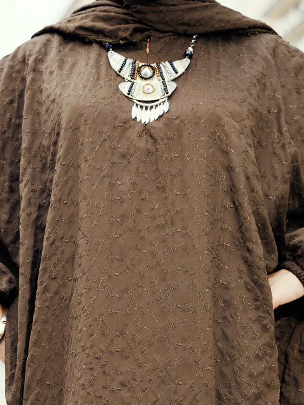 Brown Dobby Silk Salah Robe - AL-LK-PD-1070 - Image 3
