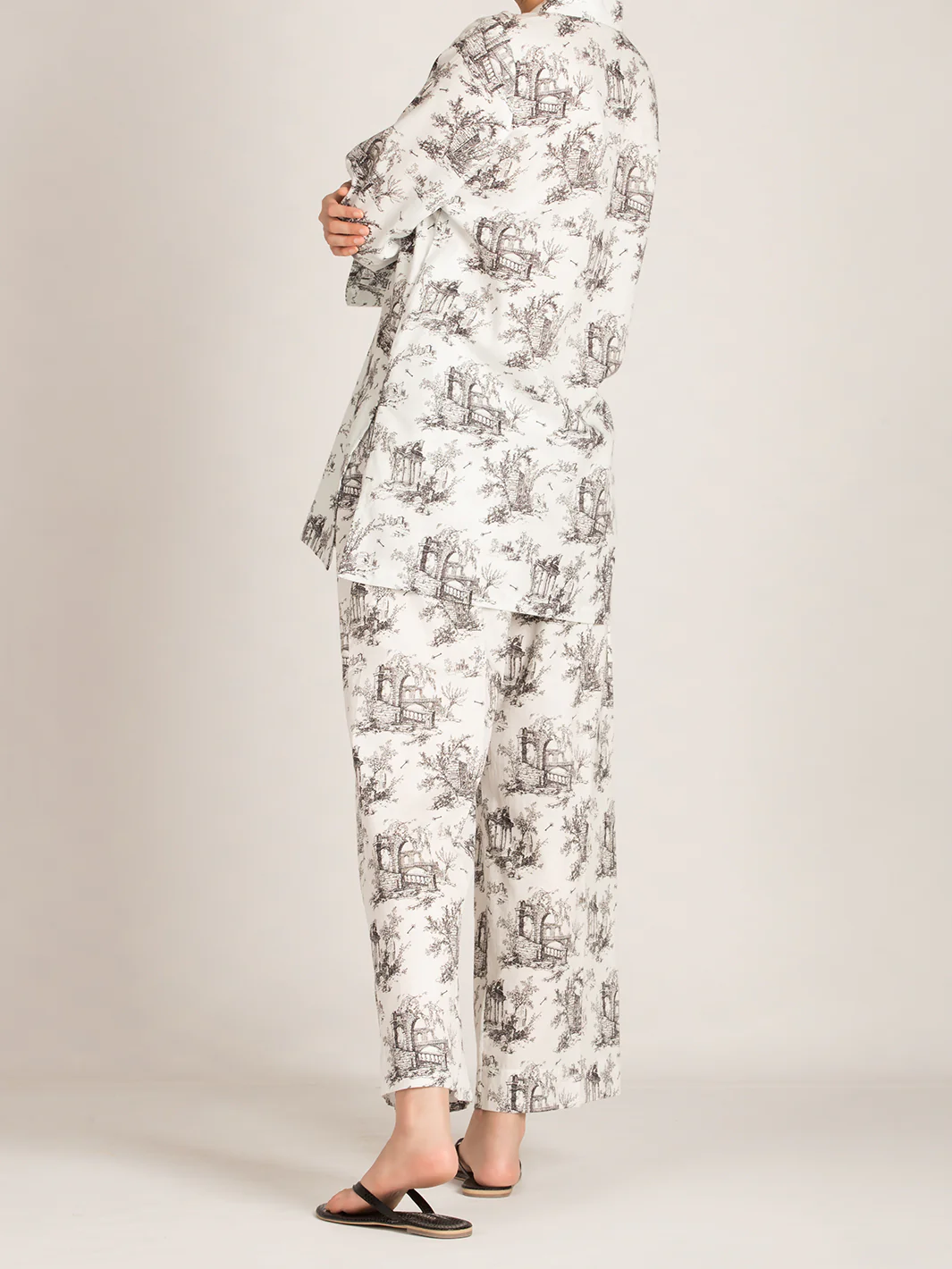 Black & White 2Pc Stitched Nightwear - AL-LKS-NW-1003 - Image 2