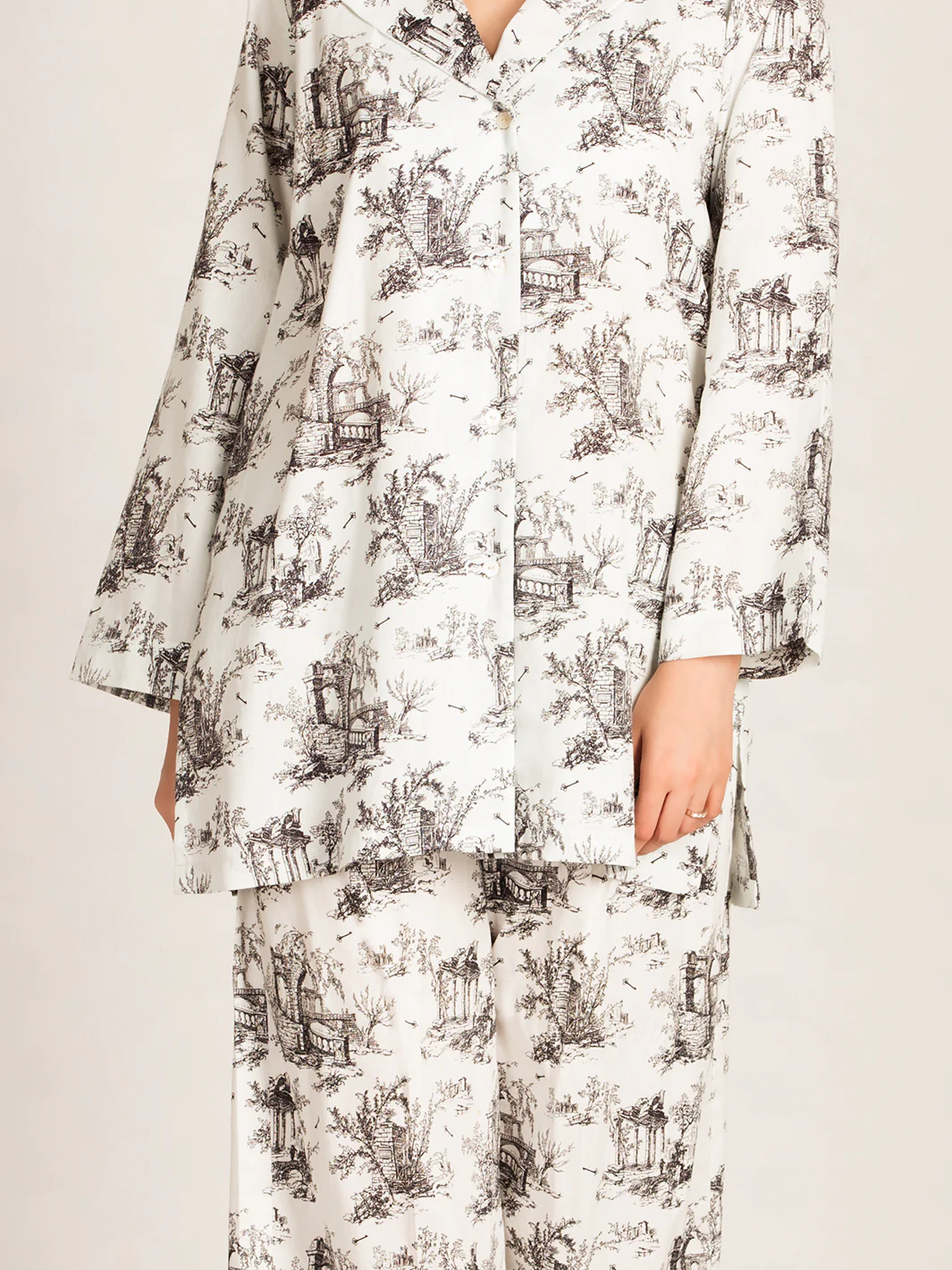 Black & White 2Pc Stitched Nightwear - AL-LKS-NW-1003 - Image 3