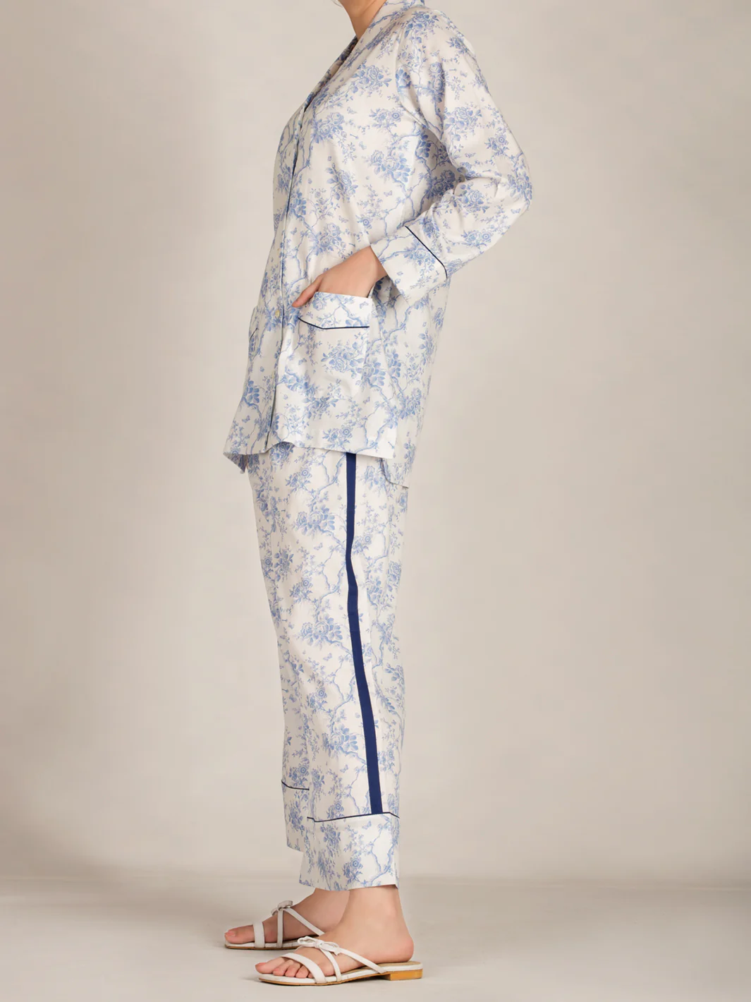 Blue & White 2Pc Stitched Nightwear - AL-LKS-NW-1004 - Image 2