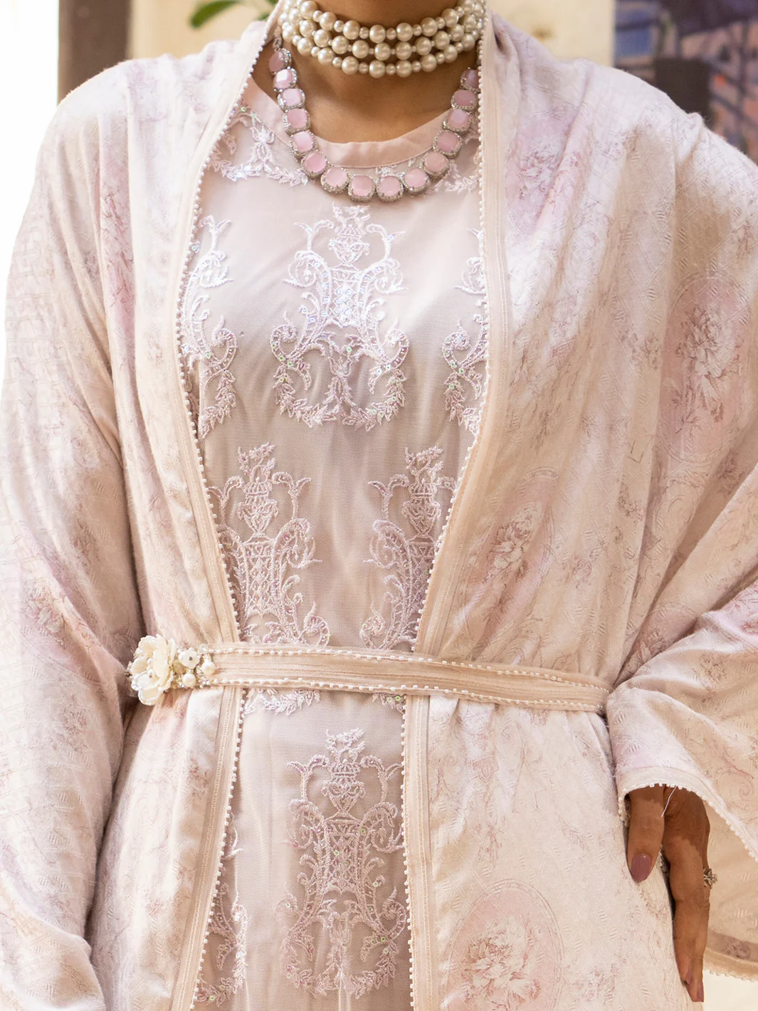 Light Pink Jacquard Formal Kurti - AL-LS-LK-419 - Image 3
