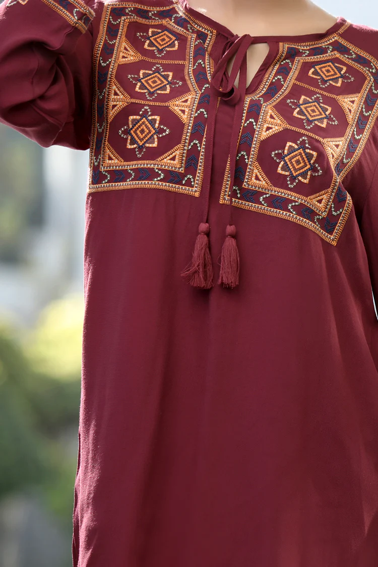 Burgundy Tunic - AL-LSK-2028C
