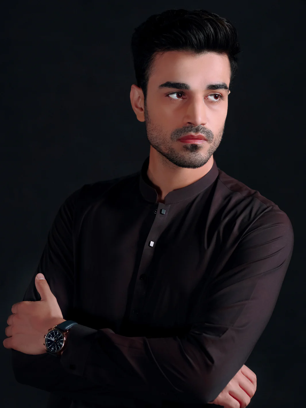 Ash Brown Cotton Men Unstitched Fabric - AL-Maharaja-22 - Image 2