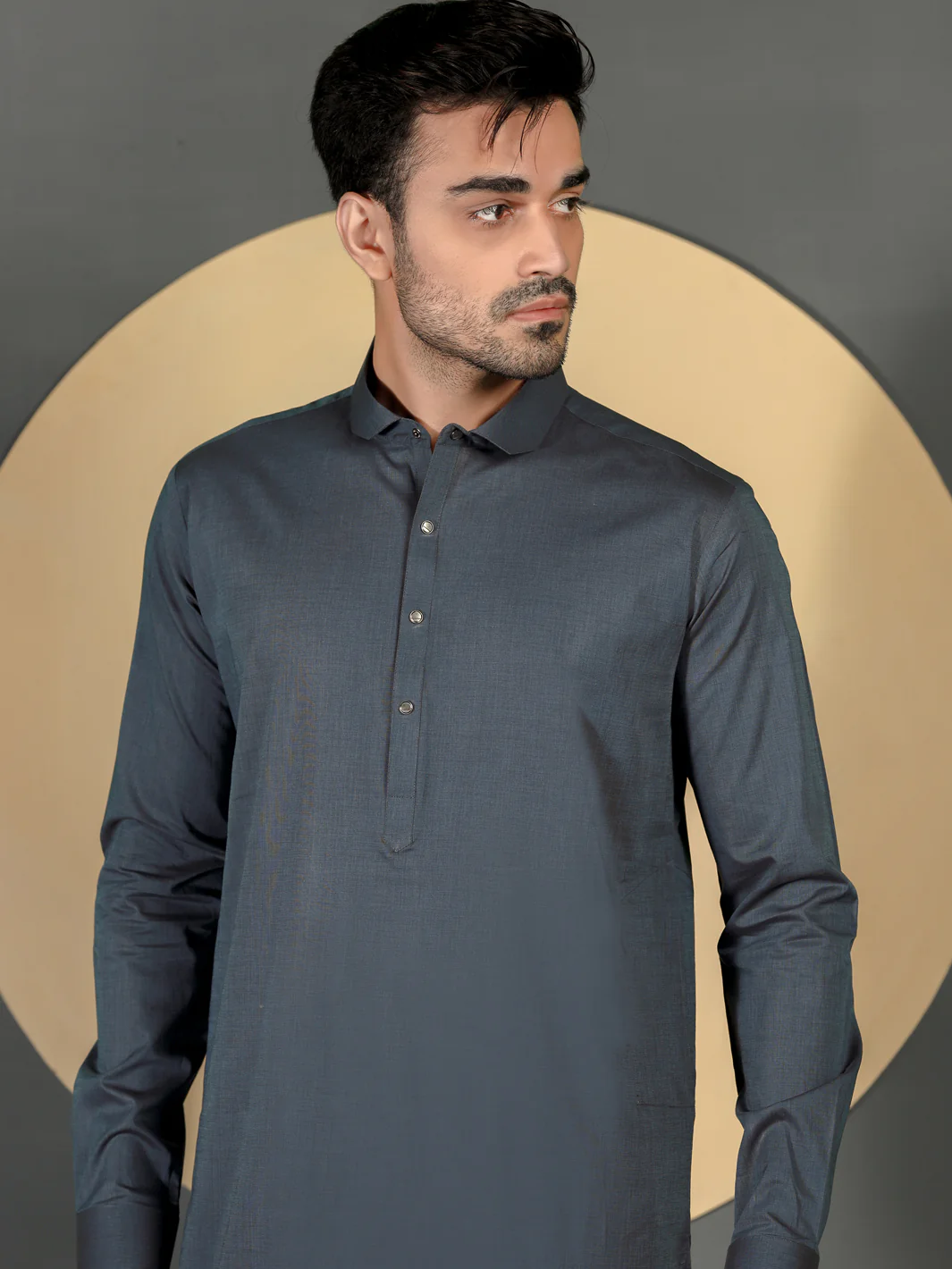 Grey Cotton Men Unstitched Fabric - AL-Maharaja-22 - Image 2