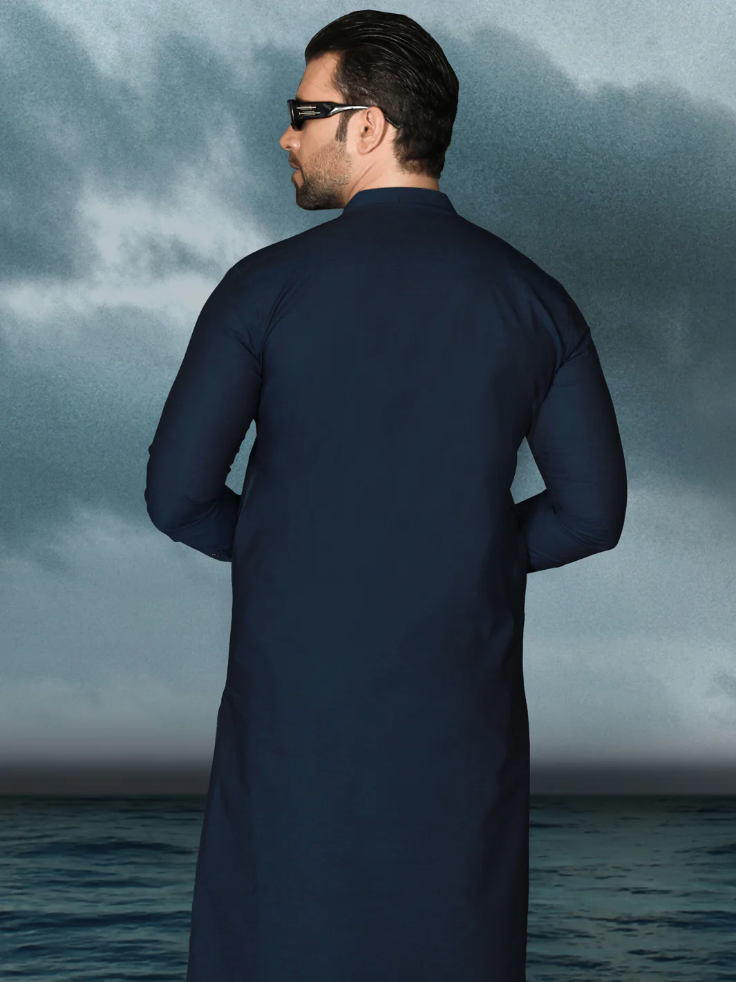Blue Cotton Men Unstitched Fabric - AL-Maharaja-22 - Image 3