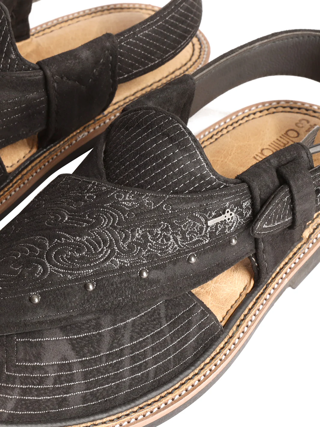 Black Peshawari Chappal - MFW-EFB-129 - Image 2
